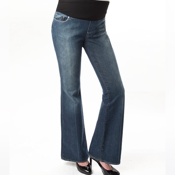 PAIGE Denim - Paige Maternity Premium Denim ‘Laurel Canyon’ Flare Jeans Size 28 full panel
